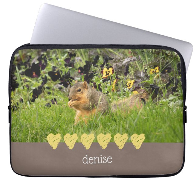 Elektroniksäck för ekorre och Gult Laptop Fodral (Framsidan)