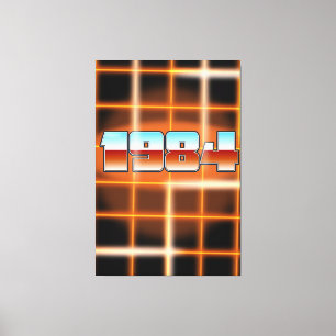 Elektronisk 1984-tecknad poster. canvastryck