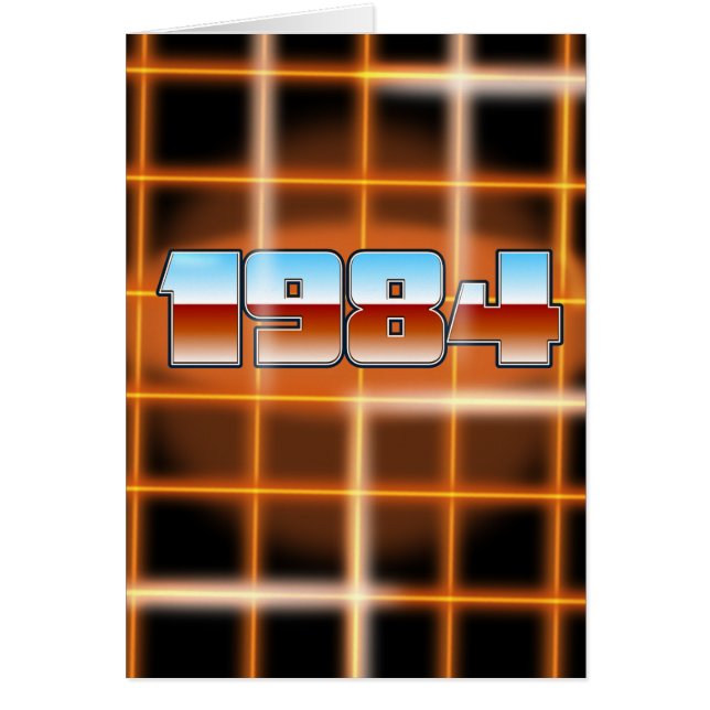 Elektronisk 1984-tecknad poster. hälsningskort (Framsidan)