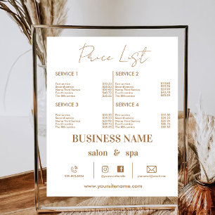 Elektronisk affärs prislista smink hår nagel poster