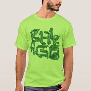 Elektronisk Chicago PCB ljus T - - grönt Tee Shirt