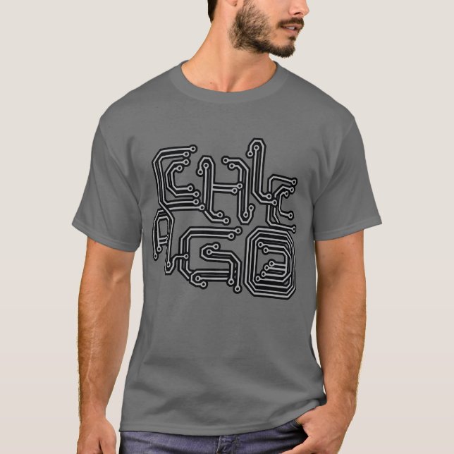 Elektronisk Chicago PCB T - mörk - grått Tee Shirt (Framsida)