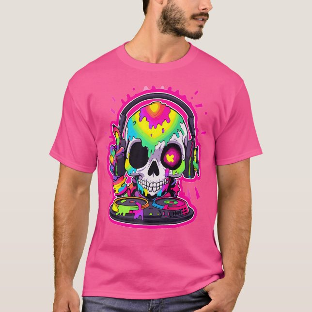 Elektronisk Musik Dj Skull Edm Rave T Shirt (Framsida)