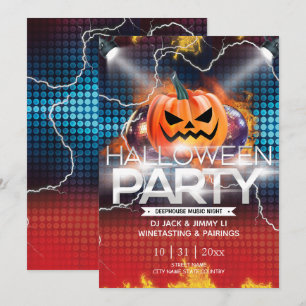 Elektronisk Neon Effect Jack-O-Lantern Halloween Inbjudningar