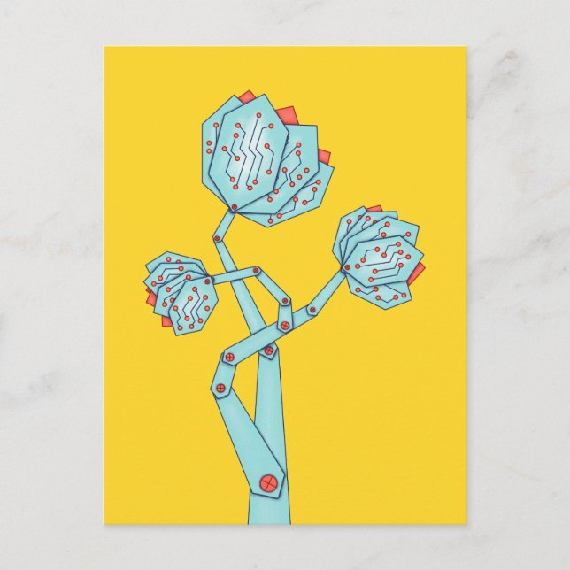 Elektroniska blommor, kvinnor i STEM Vykort (Framsida)