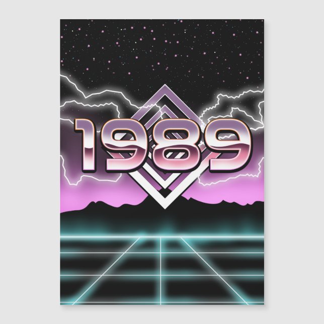 Elektroniskt 1989-fotoutskrift, klassisk, rund eti magnetisk inbjudningskort (Framsida)