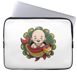 Elektroniskt fack | Cute Boy med Lucky Koi Laptop Fodral