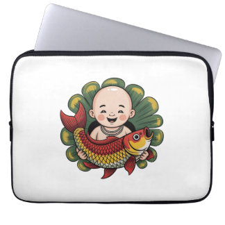 Elektroniskt fack | Cute Boy med Lucky Koi Laptop Fodral
