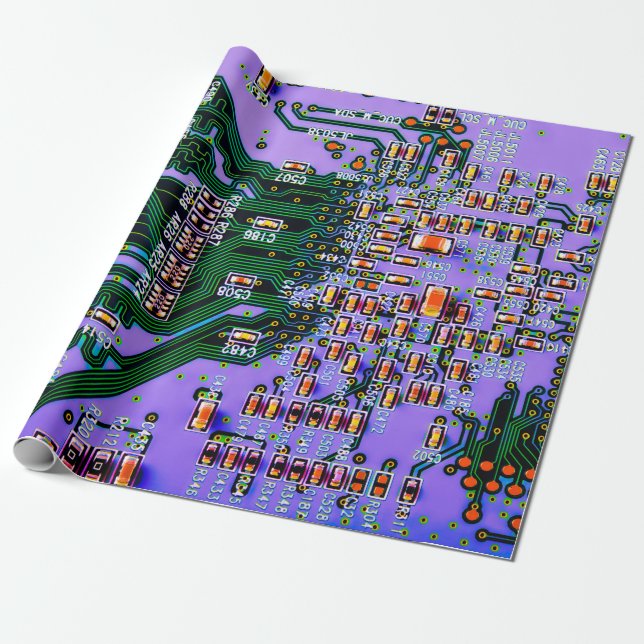 Elektroniskt kretskort stängs. bakgrund,föregående presentpapper (Utrullad)