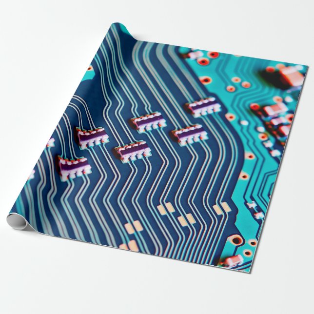 Elektroniskt kretskort stängs. bakgrund,föregående presentpapper (Utrullad)