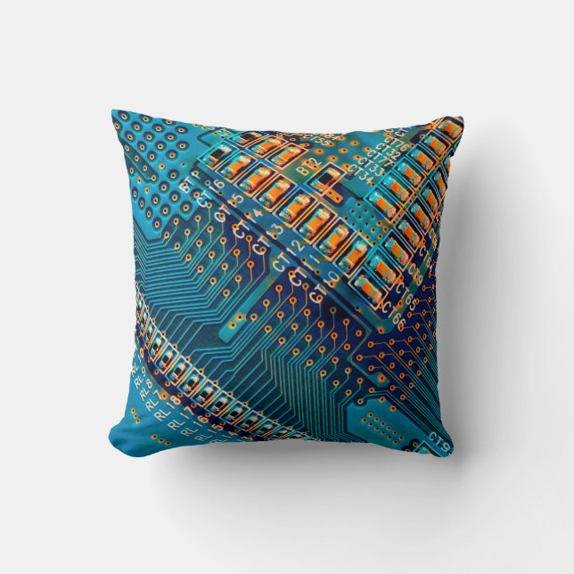 Elektroniskt kretskort stängs. dator,semiico kudde (Framsida)