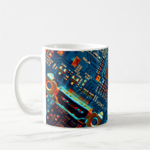 Elektroniskt kretskort stängs. elektronisk,micr kaffemugg