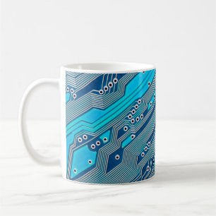 Elektroniskt kretskort stängs. krets,kort,b kaffemugg
