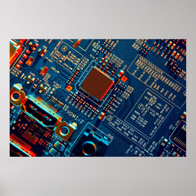 Elektroniskt kretskort stängt. Elektroniskt.mikrok Poster (Framsidan)