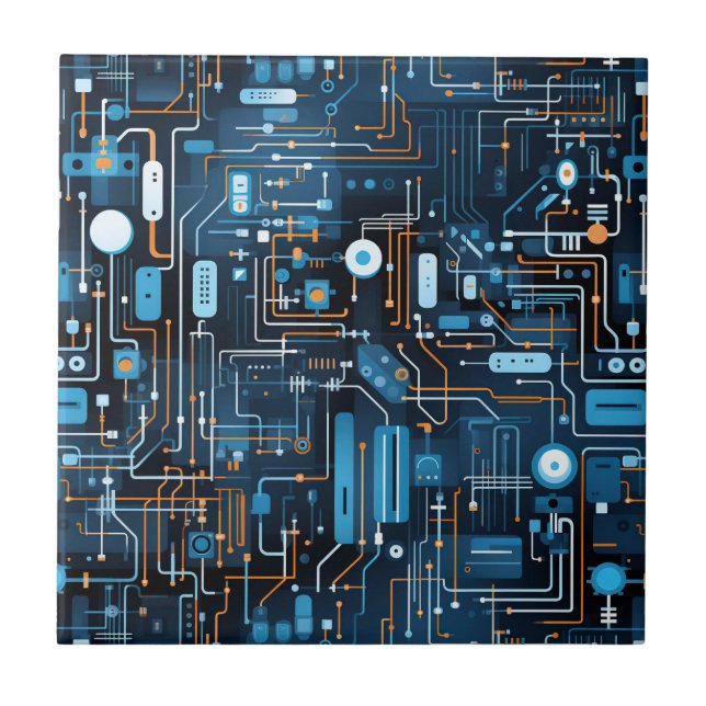 Elektroniskt kretslopp kakelplatta (Framsidan)