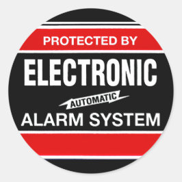 Elektroniskt larmsystem runt klistermärke
