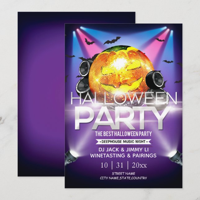 Elektroniskt Neon Effect Halloween fest Inbjudningar (Fram/baksida)