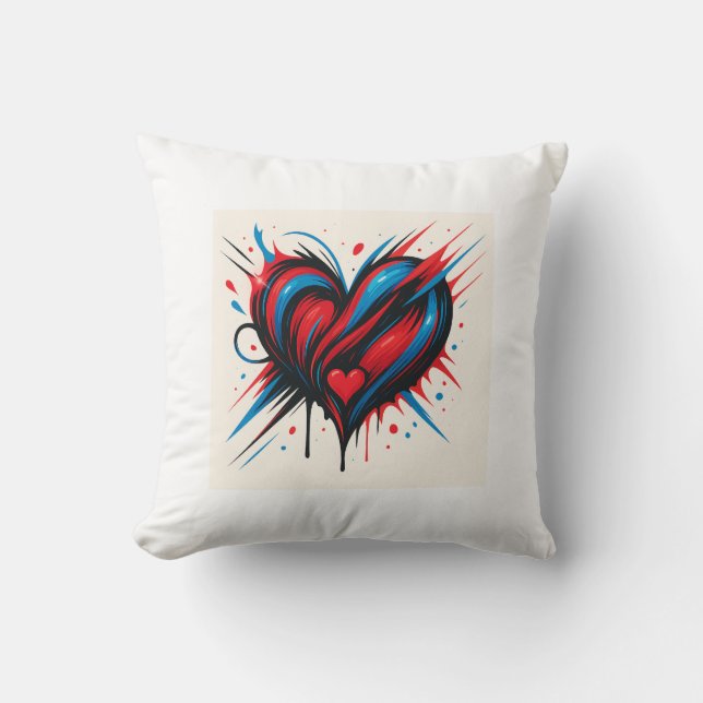 "Elektropassionshjärta - Vibrant Abstrakt Kärlek T Kudde (Framsida)