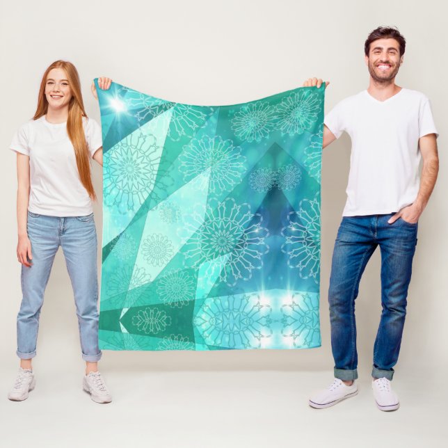 Elelegant BlueArtistic mandala Fleece Blanket (På plats)