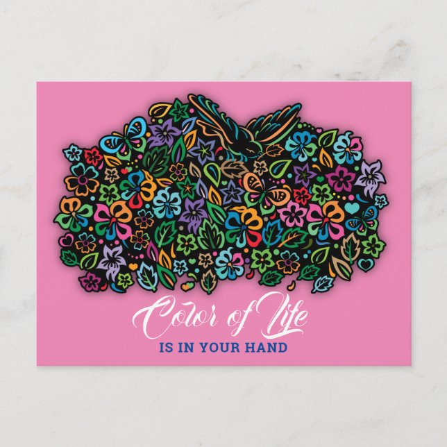 Elelgant Färg of Life Design Vykort (Framsida)