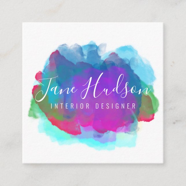 Elelgant Färgrik Minimalistisk Redigerbar 2.5x2.5  Fyrkantigt Visitkort (Framsida)
