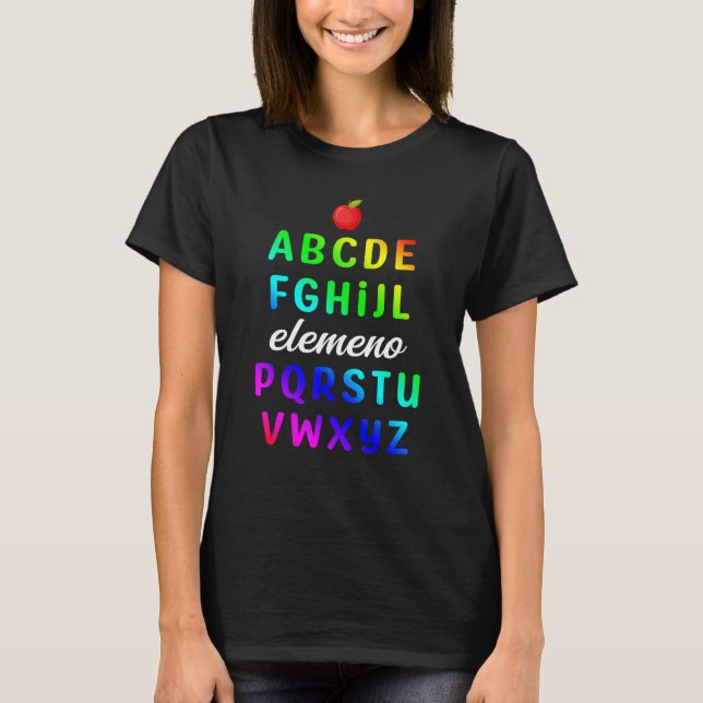 Elemeno Alphabet Preschool Kindergarten School Tea T Shirt (Framsida)