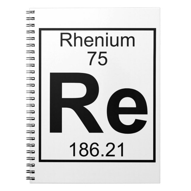 Element 075 - Re - Rhenium (Full) Anteckningsbok Med Spiral (Framsidan)
