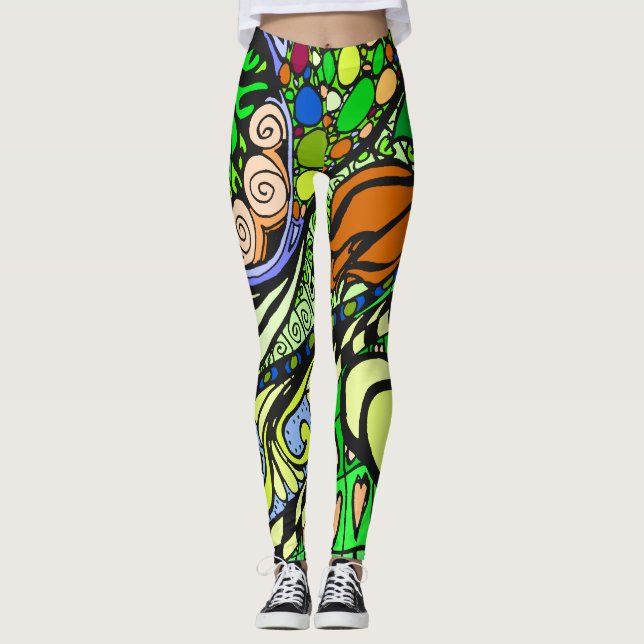 Element 9b Doodle Fine Art Leggings green (Framsida)