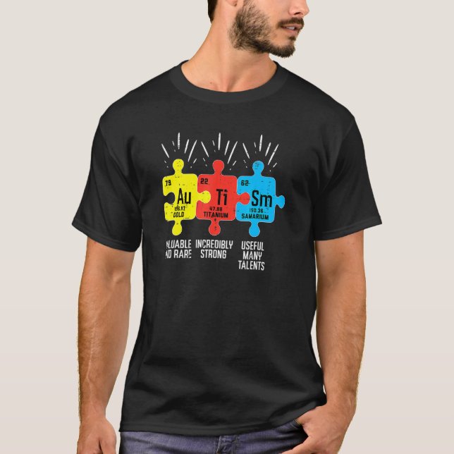 Element Periodiska Tabellen Autism Medvetenhet Asd T Shirt (Framsida)