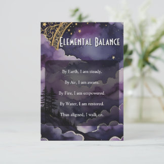 Elemental Balance Pagan Prayer Pocket Ritual Card Inbjudningar