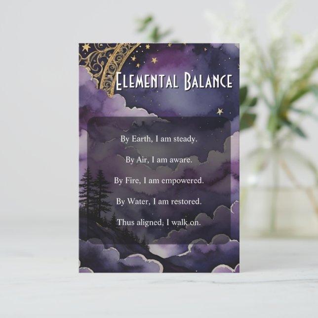 Elemental Balance Pagan Prayer Pocket Ritual Card Inbjudningar (Stående Fram)