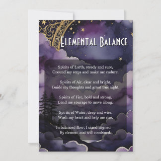 Elemental Balance Pagan Prayer Ritual Card Inbjudningar