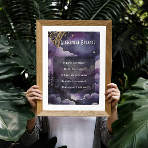 Elemental Balans Lila Natt Himmel Pagan Bön Poster