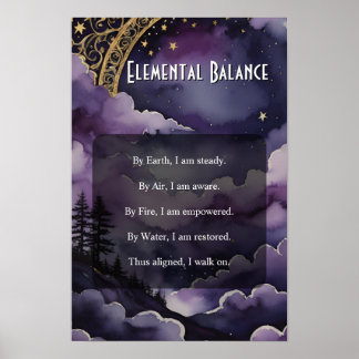 Elemental Balans Lila Natt Himmel Pagan Bön Poster