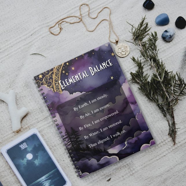 Elemental Balans Lila Natt Himmel Pagan Böneuttala Anteckningsbok (Elemental Balance Notebook for Pagan and Wiccan Practices by Starborne Devotionals)