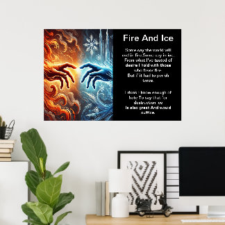 Elemental Embrace: Fire and Ice Poster