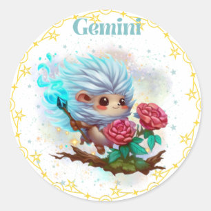 Elemental hedgehog scope Gemini Sticker Runt Klistermärke
