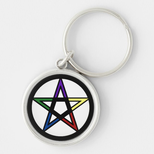 Elemental Pentacle Rund Silverfärgad Nyckelring (Framsidan)