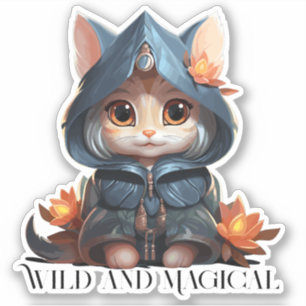 Elemental Sorceress Cat - "Vild and Magic" Klistermärken