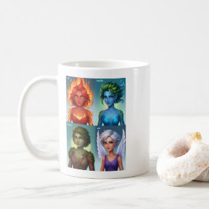 Elementär Fantasy Porträtt Fire Vatten Earth Luft Kaffemugg