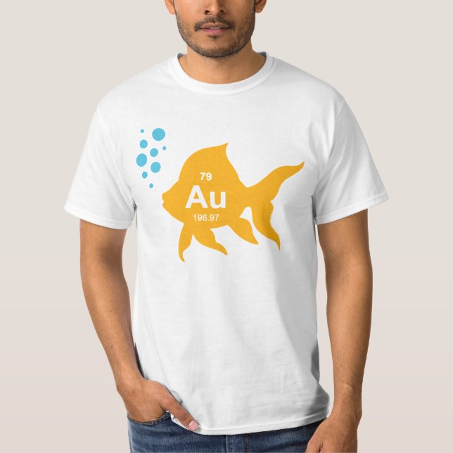 Elementär guld- fisk för periodiskt bord tee shirt (Framsida)