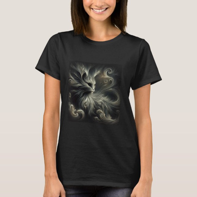 Elementär Luft Mörk Fantasy Vind Kryptid Katt Ansi T Shirt (Framsida)
