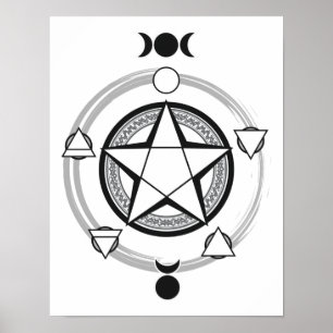 Elementär Pentagram Skriv ut Poster