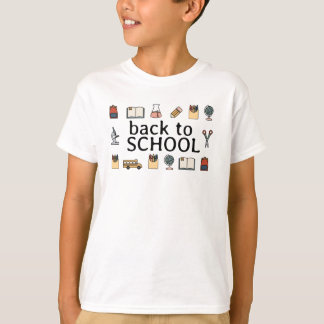 Elementärskola Theme Kid Buss Bok Globe T Shirt