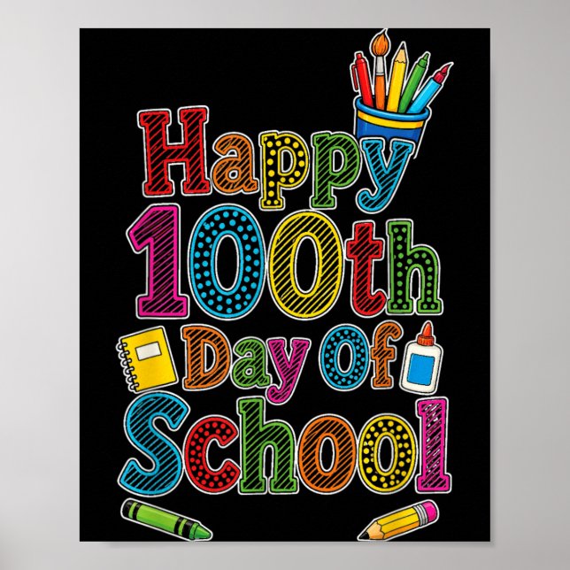 Elementärt Glad 100:e skoldagen 100 dagar barn Poster (Framsidan)