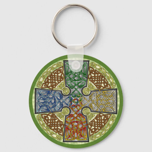 Elementärtexturerad keltisk Kor-medallion Nyckelring (Framsida)