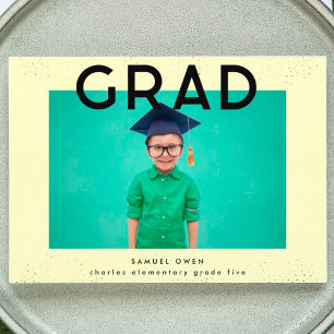 Elementary Black Gult Text Modern Two Photo Grad Meddelande