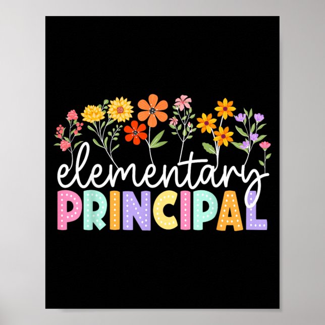 Elementary Principal Wildflower Tillbaka till skol Poster (Framsidan)