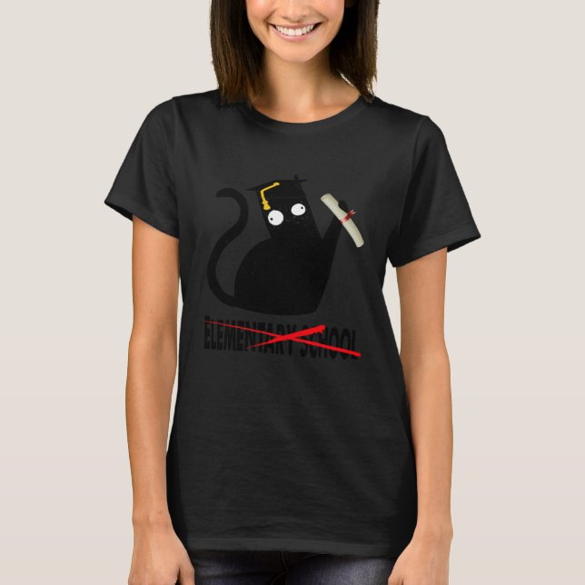 Elementary School Black Cat Boys & Girls Students  T Shirt (Framsida)