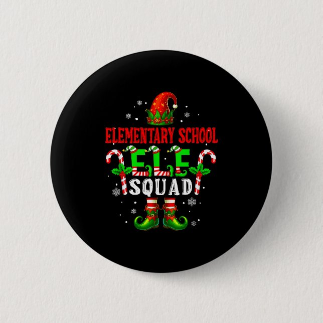 Elementary School Elf Squad Xmas Elf Hat Scute Ss  Knapp (Framsida)
